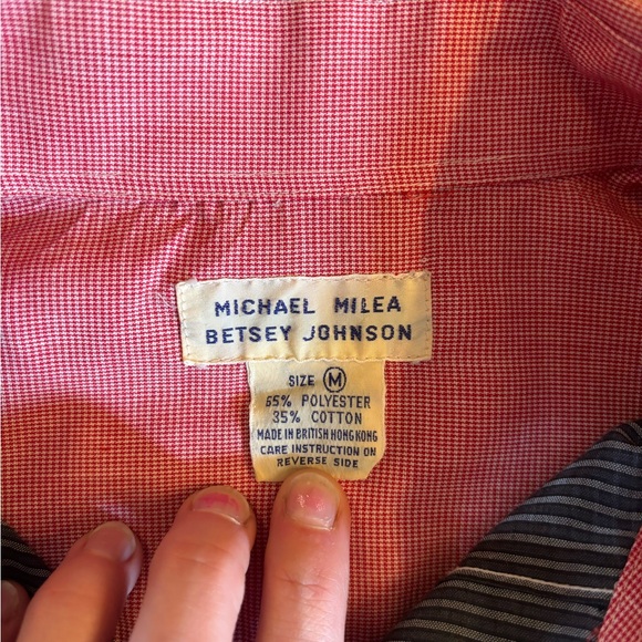 Vintage 70s Betsey Johnson Michael Milea Mixed Pattern Blouse Button Down - Picture 3 of 6